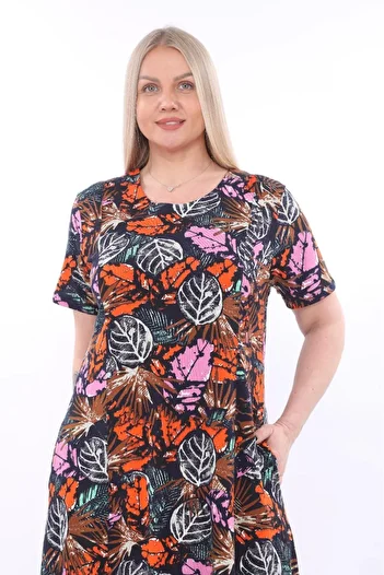 STELLETO Mixed Floral Pattern Self-Flared Summer Modal Cotton Dress