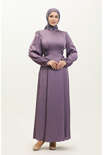 sefamerve Lilac Side Tie Evening Dress - 6156-07