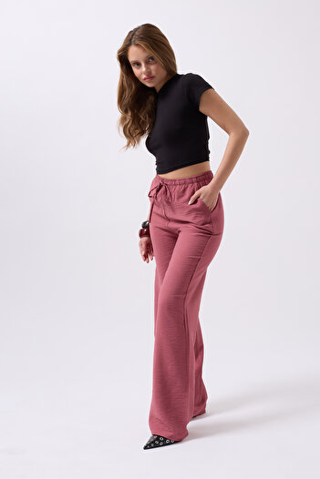 Clu Nika Rose Dry Linen Blend Loose Fitted Trousers