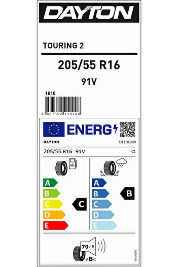 Dayton 205/55r16 91v Tourıng 2 B-c-70 Yaz Oto Lastiği (ÜRETİM YILI: 2024)