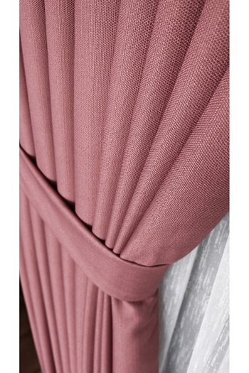 Yuka Linen Textured Dusty Rose Board Background Curtain Luxury Heavy Weight Single Sash 1/3 Dense Pleated Solid Color