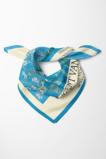 Buka Shops Vincent Van Gogh "Badem Çiçekleri" (Almond Blossoms) Premium Saten Fular Bandana