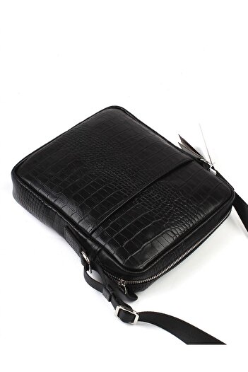 Aka Deri Crocodile Black Shoulder Bag 393 12