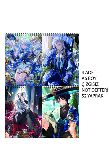 nihonwosekai Genshin Anime A6 Size Notebook Set Unlined 52 Sheets