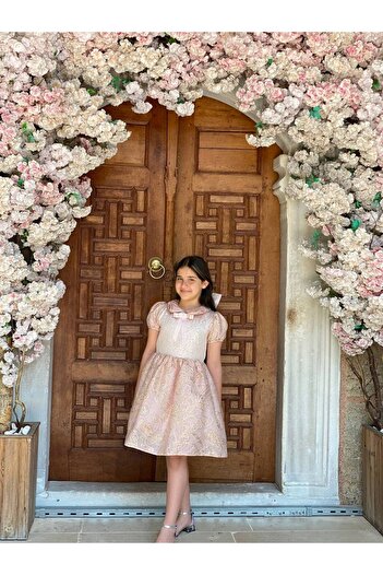 STYLENEST Kız Çocuk Mezuniyet Doğum Günü Bayramlık Abiye Pudra Pembe Elbise