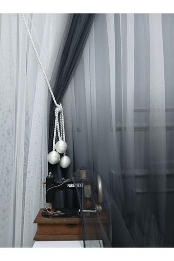 farbateks New Design Grey Colorful Color Transition Gradient Right/Left Set Tulle Backdrop Curtain