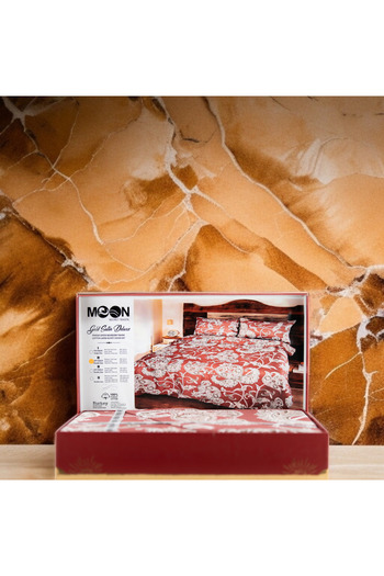 MOON SECRET Premium Dark Red Color Flower Patterned 100% Cotton Double Duvet Cover Set Boxed from 102