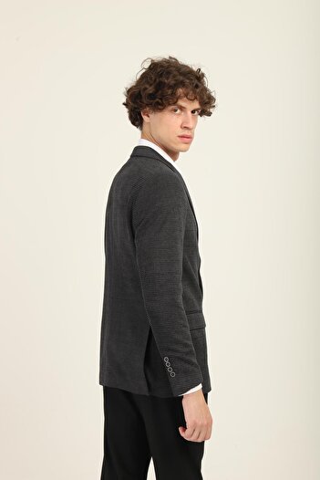 AGUSTİNİ Gri Renk Mono Yaka İki Düğme Çift Yırtmaç Blazer Tek Ceket Slim Fit | Agustini