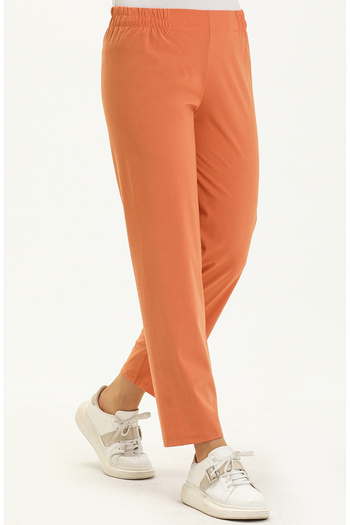 sefamerve 1983-54 Model Tan Colored Elastic Waist Trousers