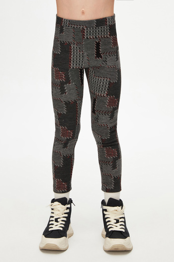 LOVETTI Girl's knitted Winter Leggings - Mixed Caneles Pattern