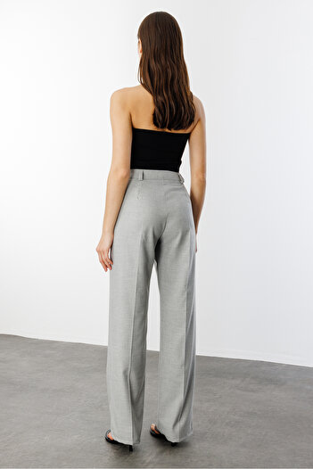 GENIUS STORE Kadın Yüksek Bel Wide Leg Kumaş Pantolon PANTOLON-004