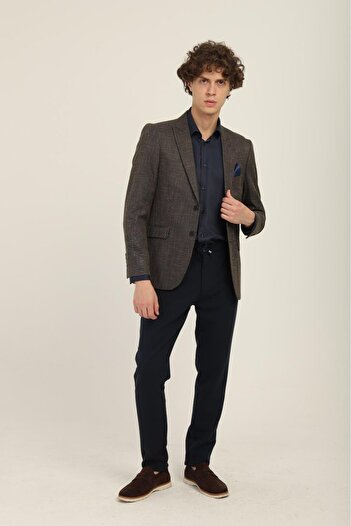 AGUSTİNİ Haki Renk Sivri Yaka Blazer Tek Ceket Slim Fit | Agustini