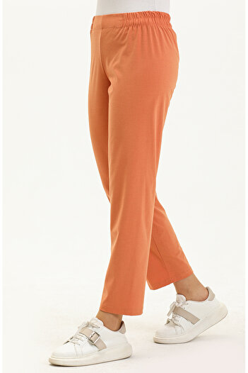 sefamerve 1983-54 Model Tan Colored Elastic Waist Trousers