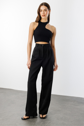 GENIUS STORE Women's Pleated Fabric High Waist Palazzo Pants Pants-002