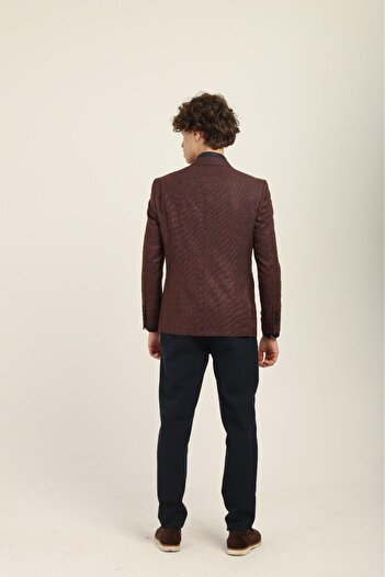 AGUSTİNİ Bordo Renk Sivri Yaka Blazer Tek Ceket Slim Fit | Agustini