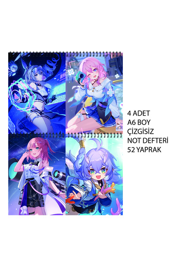 nihonwosekai مجموعة دفتر ملاحظات Honkai Star Rail Anime مقاس A6 غير مبطنة 52 ورقة