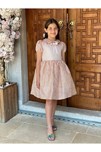 STYLENEST Kız Çocuk Mezuniyet Doğum Günü Bayramlık Abiye Pudra Pembe Elbise