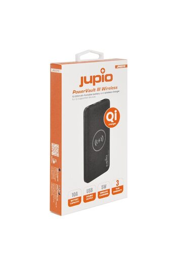 Jupio Acumulator Extern Jupio PowerVault III Wireless,10000 mAh, USB-C, 2A, Li-Polymer, Negru
