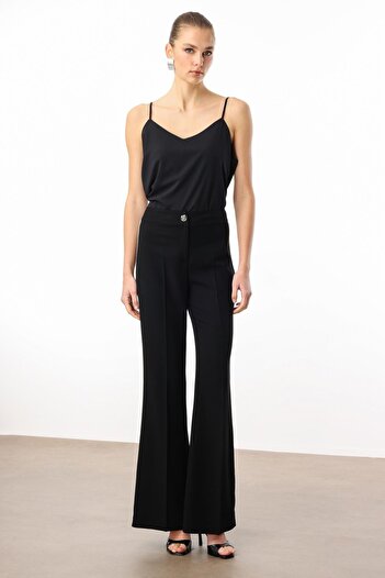 Moda İlgi Modailgi Side Stripe Swaroski Trousers - 75008 Black