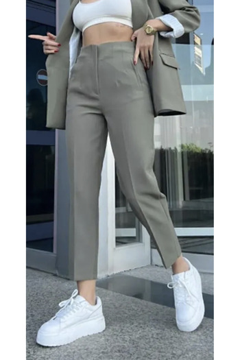D'RECCY Women's High Waist Khaki Fabric Pants