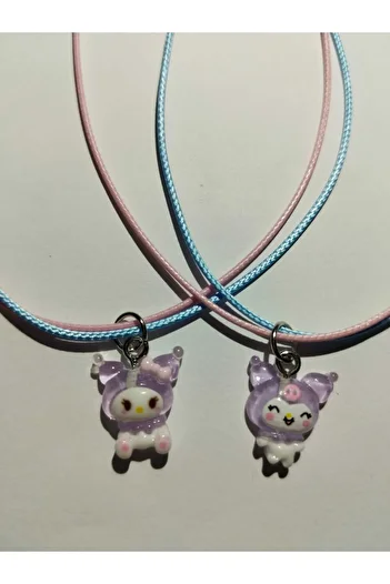 Acousticworld Cute Sanrio Kawai Purple Kuromi Bf Best Friend Friendship Necklace Accessory Stylish Gift