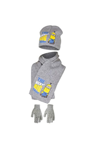 Minions Set caciula-fular-manusi, Minions,The Next Big Thing,Gri, 54 cm