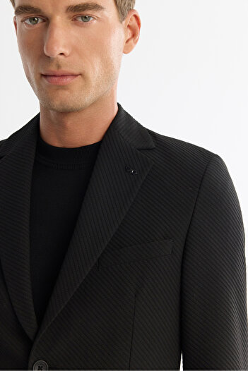 Avva Men's Black Mono Collar Bi-Stretch Unlined Jacket A42Y4012