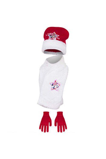 Minnie Mouse Hat-scarf-gloves set, Minnie Mouse-Red/White, 54 cm