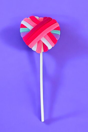 TAKIŞTIR Mixed Color Heart and Lollipop Figured Rubber Buckle Set