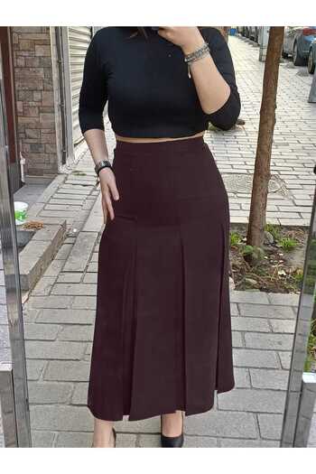 Butik Hijab Plus Size Flared Lined Puerto Rico Flared Mother Φούστα Μήκος προϊόντος 95 cm