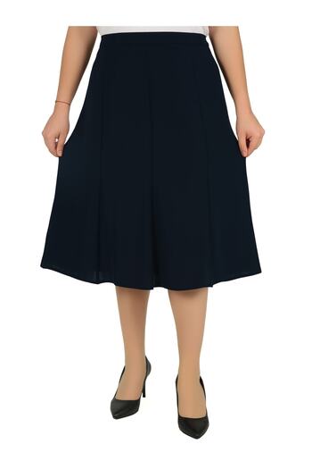 Butik Short Large Size Half Flared Lined 8-Piece Portoric Fabric Skirt