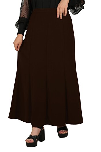 Butik Hijab Large Size Battal 8-Piece Lined Half Flared Portoriko Fabric Mother's Skirt