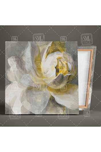 SML TABLO Alb Galben Decorativ Floare Modern Pastel Culori Pătrat Canvas Art Print