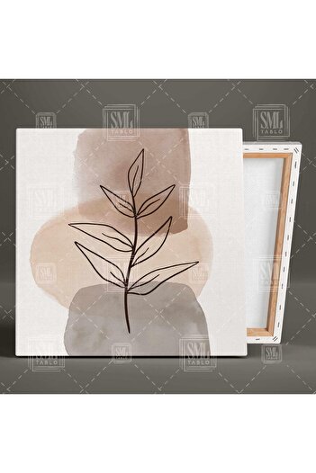 SML TABLO Imprimeuri și frunze în tonuri de maro Acuarelă Line Art Boho Square Canvas Painting