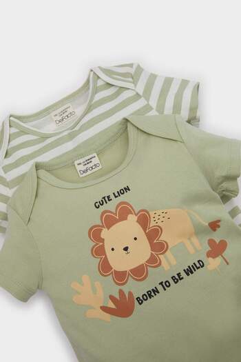 DeFacto Baby Boy Newborn Striped Combed Cotton 2-Piece Short Sleeve Jumpsuit C4359A524Sm