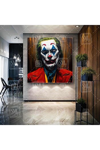 SML TABLO Portret Joker cu păr verde în haină roșie Ilustrație Gotham City Square Canvas Print
