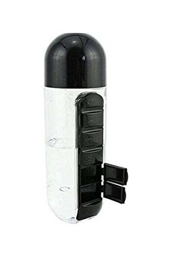HALAMODO Water Bottle With Pill Organizer 680ml