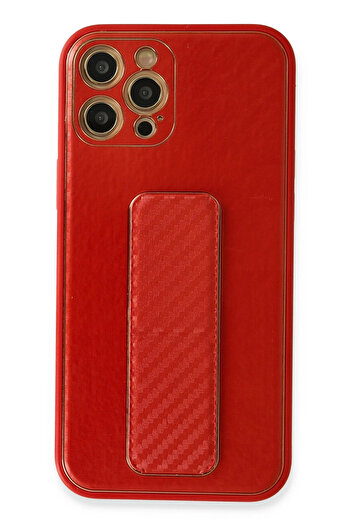 NewFace iPhone 12 Pro Max Case Coco Carbon Stand Cover - Red 1492942709