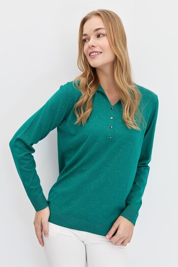 Desen Triko Women's Polo Neck Angelina Basic Blouse A.Ö.Başı