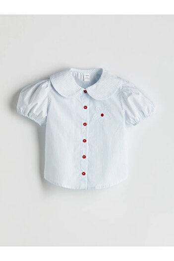 LC Waikiki Cămașă din bumbac pentru copii LCW Kids Blue Baby Collar