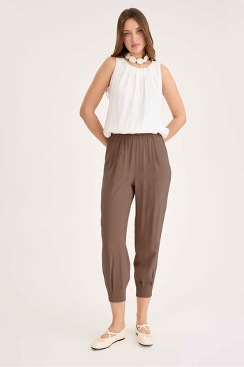 Vitrin Pleated Carrot Cut Modal Trousers
