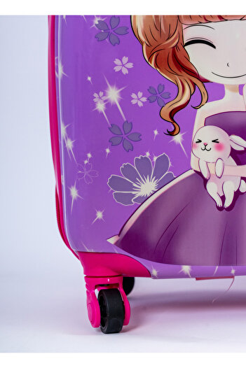 Mnuk Princess Character Kids Hard Luggage with PC Material, Trolley Bag, Size-16 Inch- P102-Purple