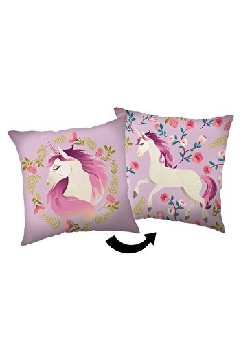 UNICORN Decorative pillow, Polyester, 40x40 cm, Multicolor, Unicorn
