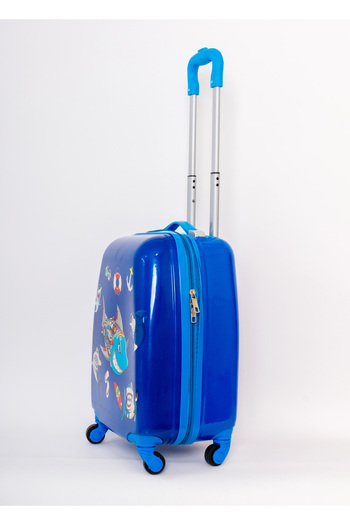 Mnuk Fish Character Kids Hard Luggage with PC Material, Trolley Bag- Size 16 Inch, F106-Dark blue