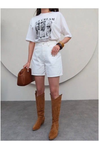 ESRAHELVACI Ecru Denim Bermuda Shorts