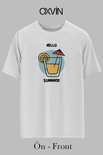 OXVİN HELLO SUMMER εμπριμέ OVERSIZED Unisex T-shirt (ΧΑΛΑΡΗ ΕΦΑΡΜΟΓΗ)