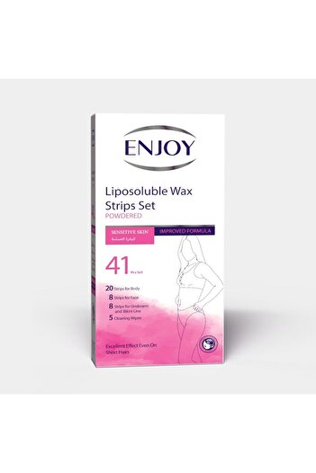 Enjoy 41pcs Liposoluble Wax Strips – Powdered, Sensitive Skin, Face & Body Hair Removal Set
