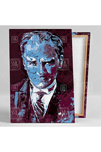 SML TABLO Mustafa Kemal Atatürk Pictură pe pânză pătrată Trabzonspor albastru burgundă