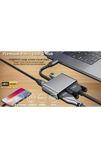 MAXGO 3006 Type C To Hdmi Vga Usb 3.0 Çevirici Dönüştürücü Kablo Adaptör