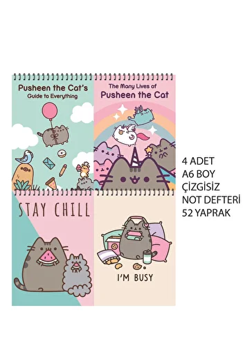 nihonwosekai Pusheen Anime A6 Size Notebook Set Unlined 52 Sheets